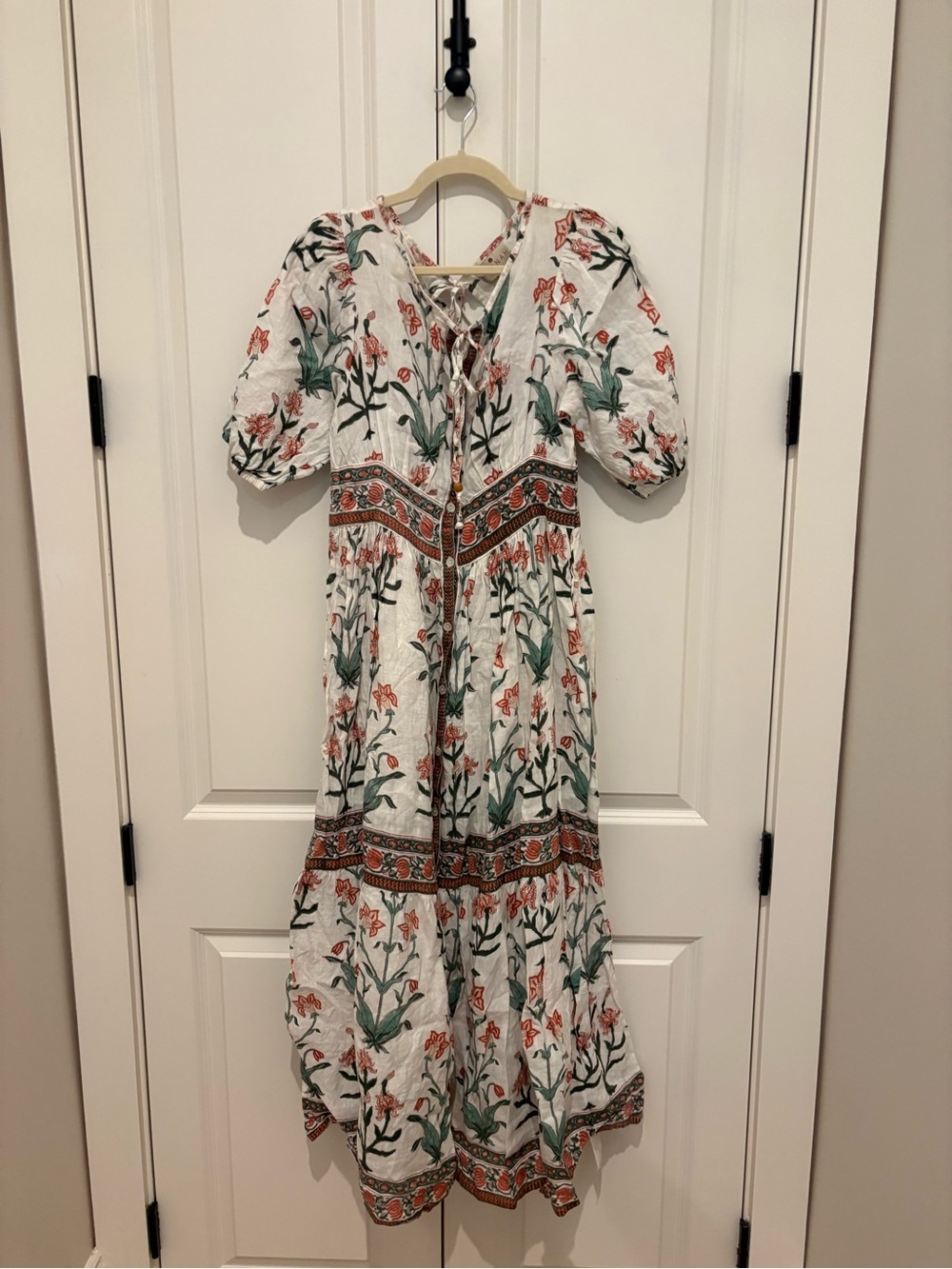 Hannah Cream Floral Maxi Dress with Puff Sleeves - Picture 6 of 7